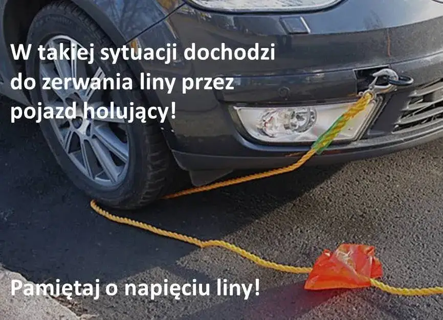Holowanie samochodu linka napięta