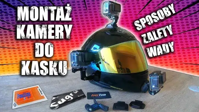 schemat montażu kamery na kasku motocyklowym